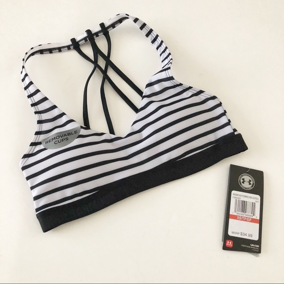 Under Armour Other - NWT! Under Armour Gray/Black Striped Sports Bra